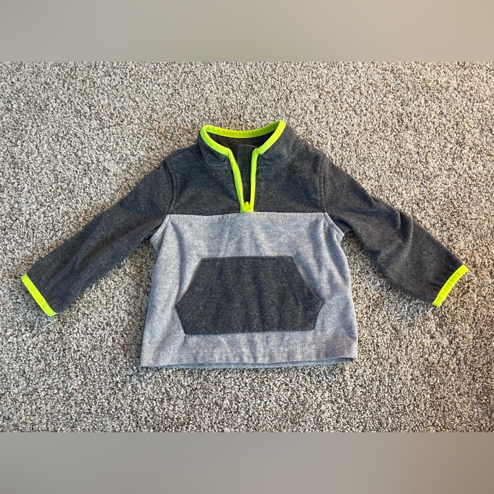 OshKosh B'gosh Gray and Neon Yellow Quarter Zip